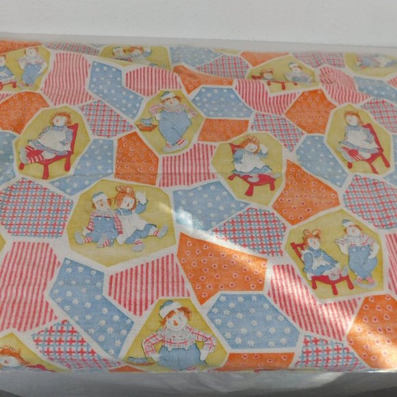 Raggedy Ann and Andy Dolls Infant Baby Cotton Receiving Blanket Vintage Faded - Picture 6 of 8